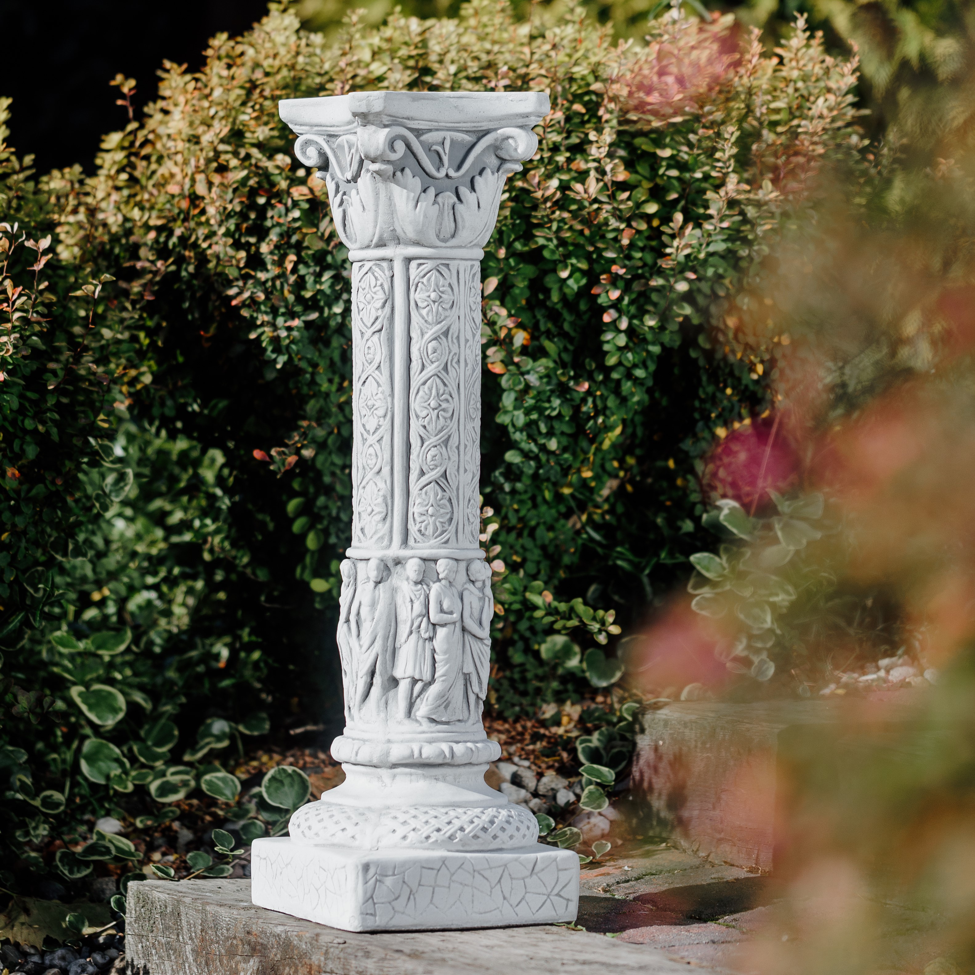 Griechisch-römische Steinsäule - 75 Cm Hoch, Frostsicher Aus Steinguss, Für Garten & Terrasse